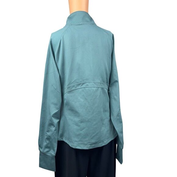Jockey Womens Medium Artic Blue Full Zip Front Tulip Hem Yoga Active Jacket New - Picture 2 of 9